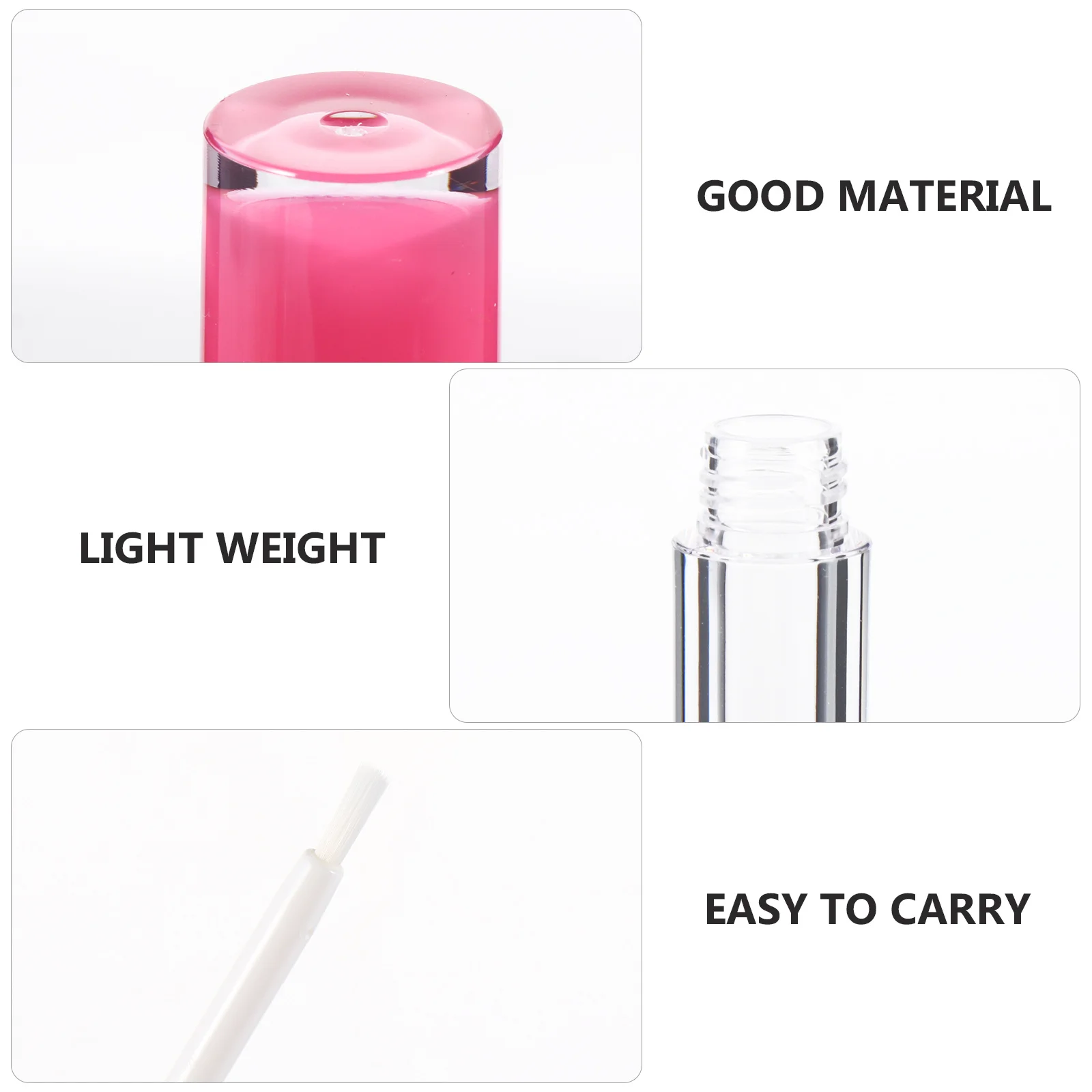 12 Stück Lipgloss-Behälter, leer, rosa, 5 ml Tuben, nachfüllbare Flaschen, Gummistopfen, DIY Lippenbalsam, nachfüllbare Flaschen