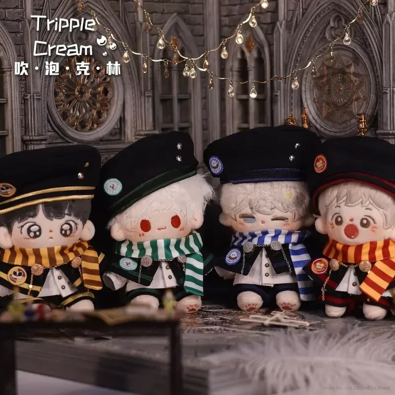 Traje de Muñeca de Algodón de 10 cm Tripple Cream, Uniforme Estilo Academia, Bufanda a Rayas, Sombrero, Disfraz Temático Mágico, Conjunto Completo de Accesorios