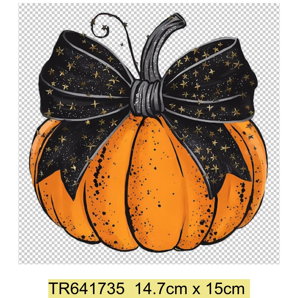 Halloween Pumpkin Patch DIY Heat Transfer Tops Appliqued Vinyl Iron on Patches Heat Print for Shirt Socks Hat Stickers