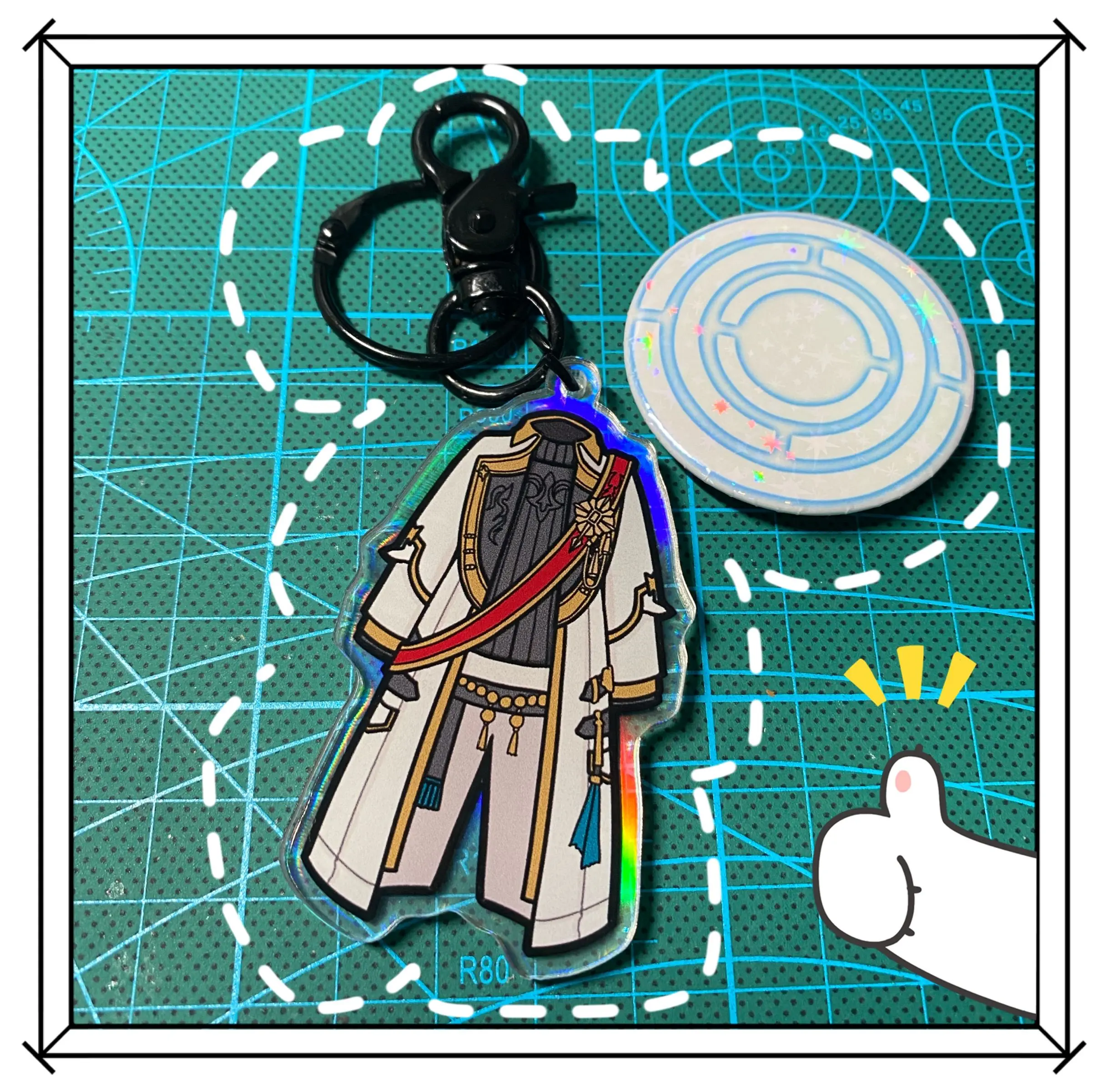 

Game Final Fantasy XIV FF14 Keychain PVP Commander Pendant Keyring And Pancake Brooch Cosplay Accessories Fan Gift for Men Women