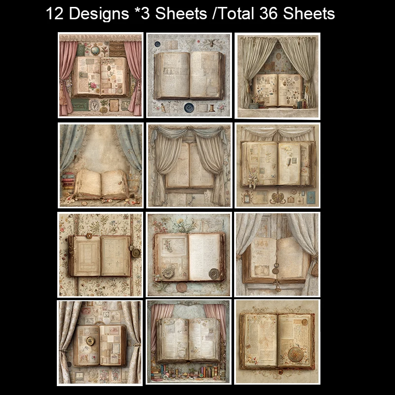 36 ورقة من ورق القصاصات المزخرف مقاس 6 × 6 بوصات: أغطية رسومات سبرايت الغابات لسجلات القصاصات والوريغامي والمجلات السحرية - مجموعة لطيفة
