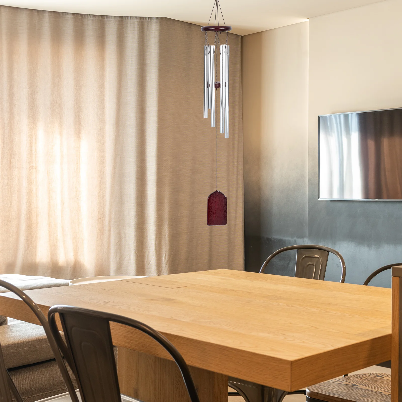 

Stylish Aluminum Tube Wind Chime Pendant Creative Metal Wood Hanging Decor for Garden Home Balcony Courtyard Decoration