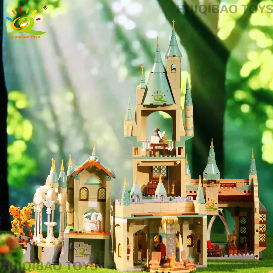 HUIQIBAO 1555PCS MOC Elf Valley Green Castle Model Building Blocks City DIY Assembled Decoration Construction Toys for Adult