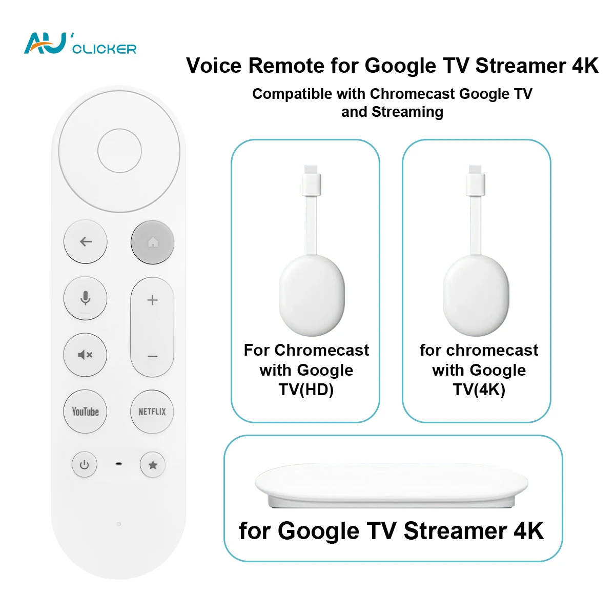 New RC-BT1991-V1 Replacement Remote Control Fit For Google TV Streamer 4K HDR Voice Remote Control with Find My Remote Feature view 2