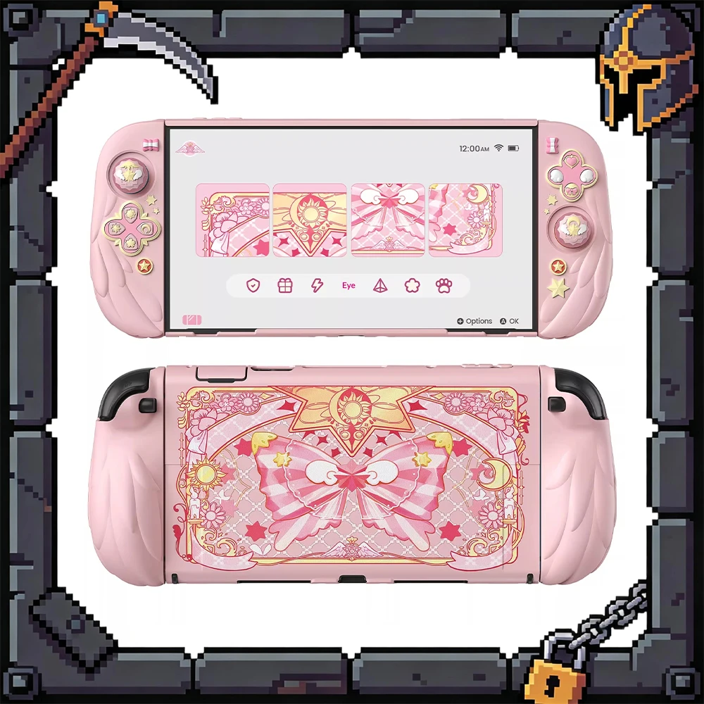 

Защитный чехол PlayVital Sakura для игровых приставок: полностью закрывающая задняя крышка для портативных устройств, идеальный подарок.