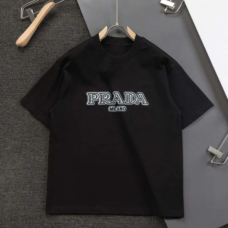 2025 Spring and Summer new PRA front LOGO letter print casual loose short-sleeved T-shirt available for both men and women