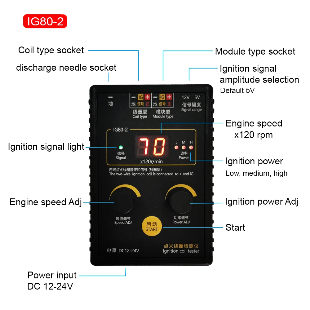 AM-IG80-2 Car Automobile Motorcycle Ignition Coil Test Tester for BMW Audi Volkswagen Toyota  Honda Cruze Weichai Yuchai