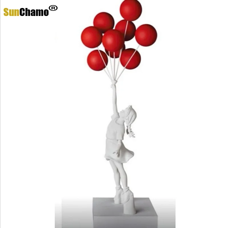 Современные художественные воздушные шары, статуи девушек, граффити Бэнкси, летающие воздушные шары, скульптура из смолы, ремесло, украшение для гостиной, домашний декор, подарок INS Современные художественные воздушные шары, статуи девушек, граффити Бэнкси, летающие воздушные шары, скульптура из смолы, ремесло, украшение для гостиной, домашний декор, подарок INS