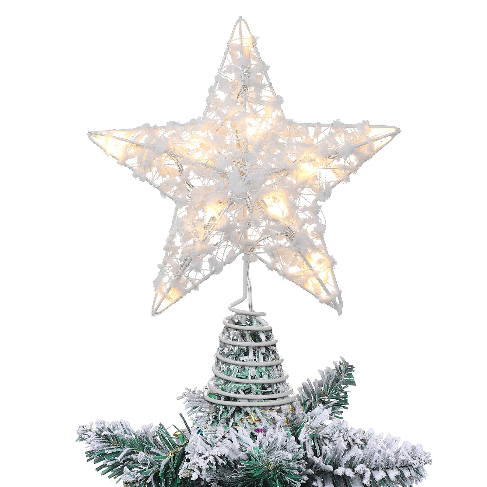 

1pc Luminous Topper Star For Christmas Tree Iron Craft Xmas Treetop Ornament Festival Decoration Lamp Xmas Tree Decor Prop Iron