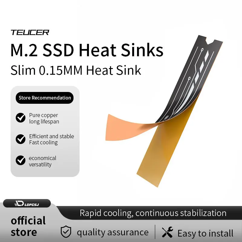 

Радиатор SSD M.2 с графеновой медной фольгой TEUCER, графино-кулер NVMe NGFF 2280, SSD-радиатор для ноутбука, ПК, PS5, 2280, привод, 2 шт.
