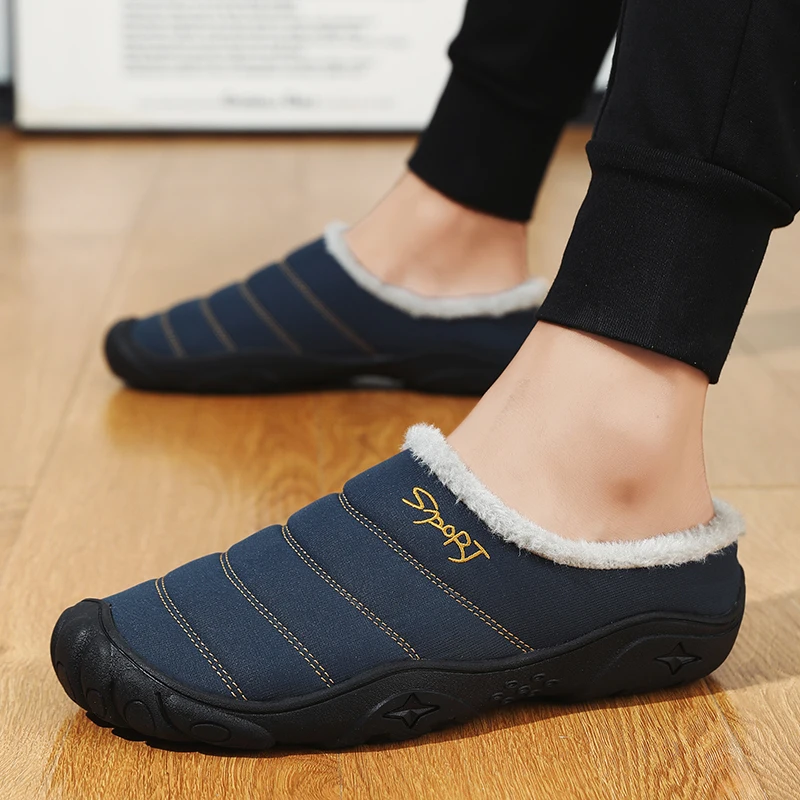 

Мужская плюшевая прогулочная обувь, зимние тапочки для фитнеса, сохраняющие тепло, лоферы, спортивные уличные дышащие кроссовки на плоской подошве, размер 36-48