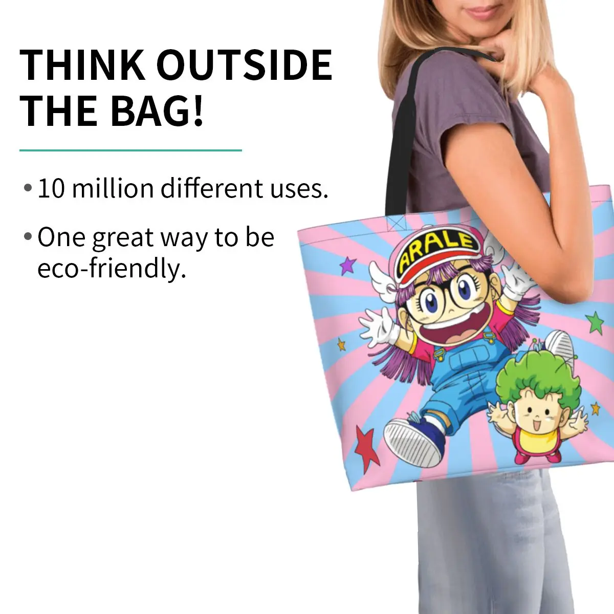 Fashion Print Dr. Slump Anime Manga Tote Shopping Bags Portable Canvas Shoulder Shopper Arale Norimaki And Gatchan Handbag