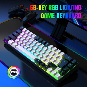 PC 노트북 게이머용 RGB 백라이트 기계식 키보드, 유선 컴퓨터 키보드, 68 키 