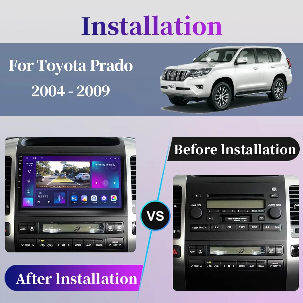 For Toyota Land Cruiser Prado 120 Lexus GX470 Android Car Radio Multimedia Player Carplay GPS QLED Touch Screen Navigation