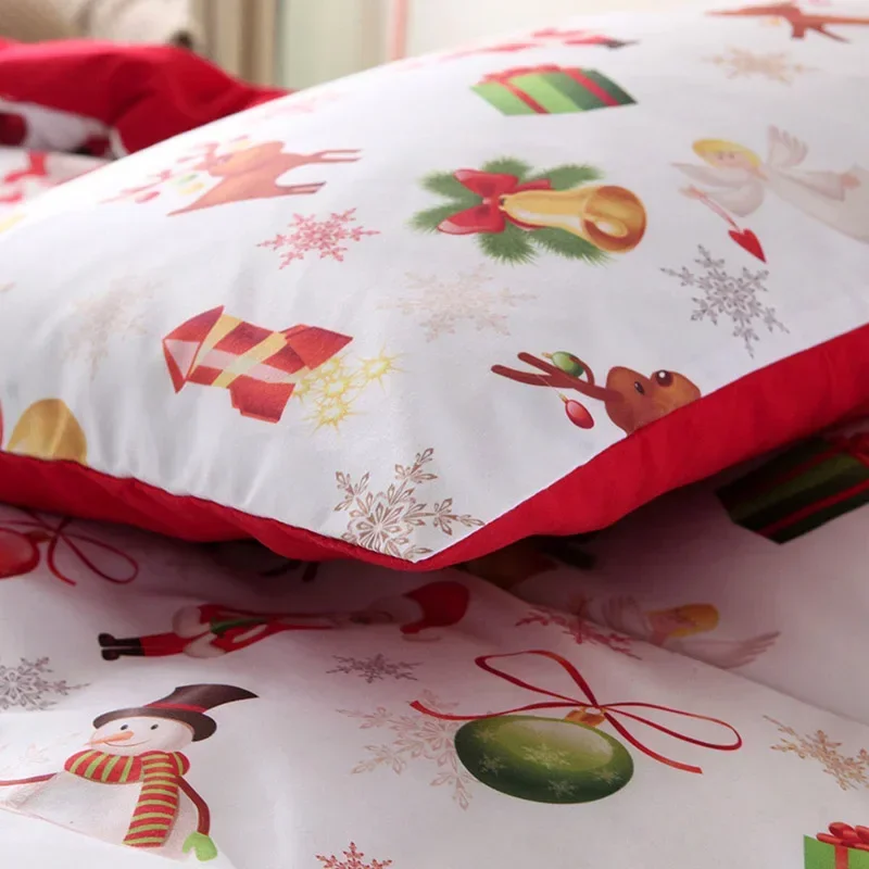 2024 Children Christmas Printing Bedding Set (Duvet Cover+Pillowcase) Santa Claus  Home Bedroom Decor Cute Comforter Cover