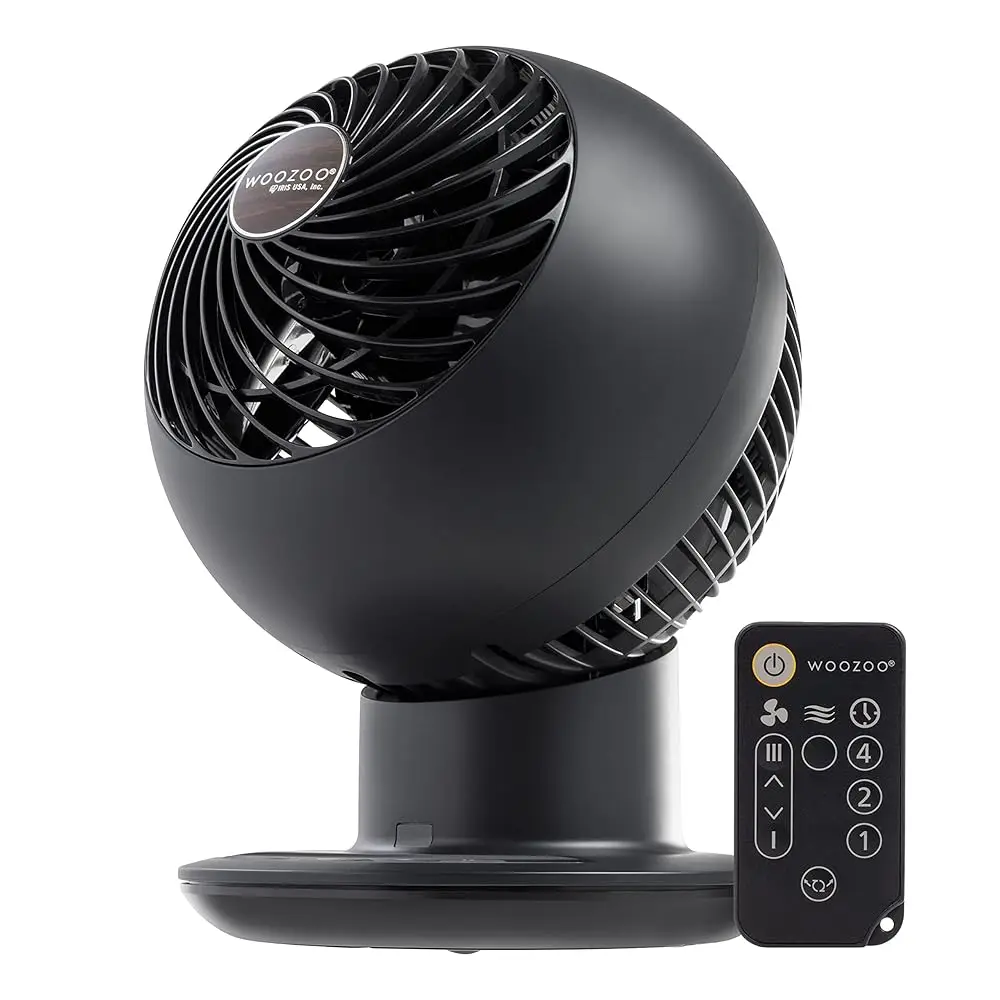 

Usa Woozoo Desk Fan With Remote, Oscillating Table Air Circulator, 5 Speeds, 82Ft Max Air Distance, 90° Adjustable Tilt, 30Db
