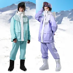 Winter Outdoor Mountain Man Ski Set Hooded Jacket Pants Women Snow Suit Windproof Sport Alpine Male Tracksuit Snowmobile Clothes