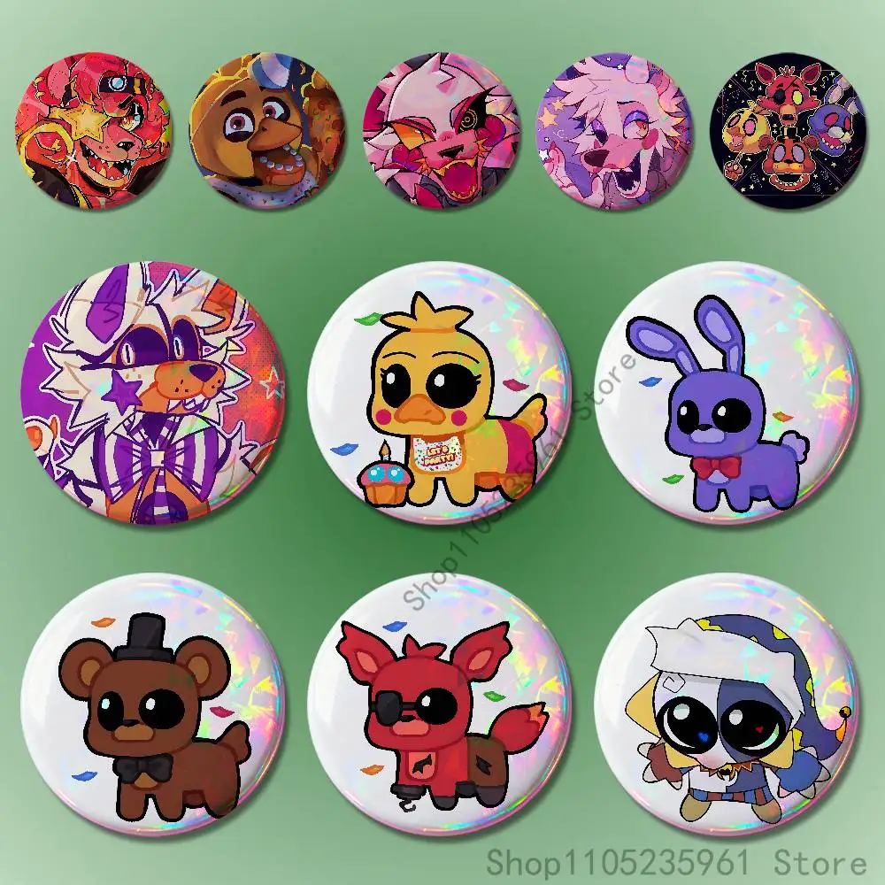 W-FnafS Badges 25 32 44 58 75 mm Round Cosplay Pin Fans Collect Friends Gifts Brooch Souvenir Custom