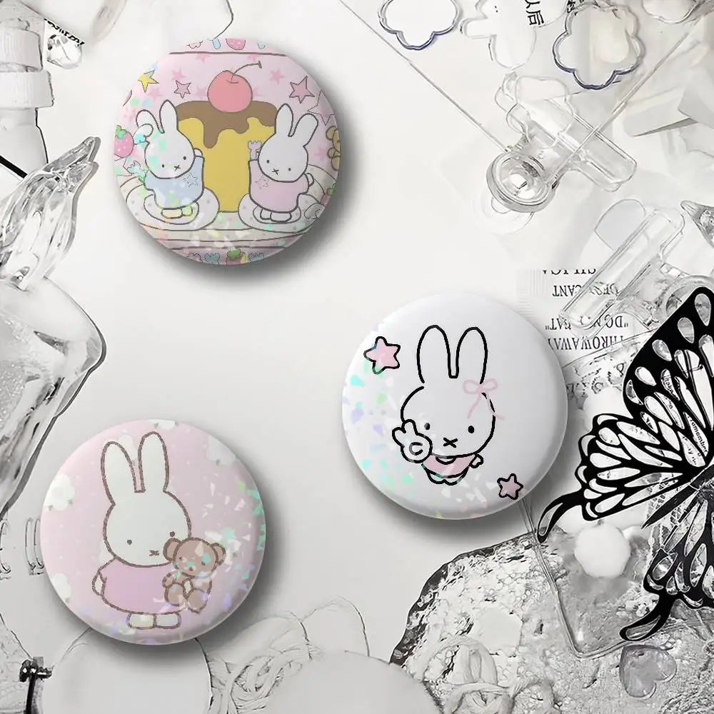 Mi Cartoon M-Miffy-S Rabbit Laser Badge Ensemble Lapel Pins for Backpacks Briefcase Brooch Clothes Gifts