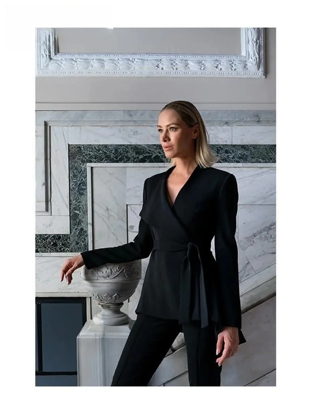 Elegante inteligente preto feminino ternos fino ajuste senhora do escritório festa de formatura smoking blazer tapete vermelho lazer terno