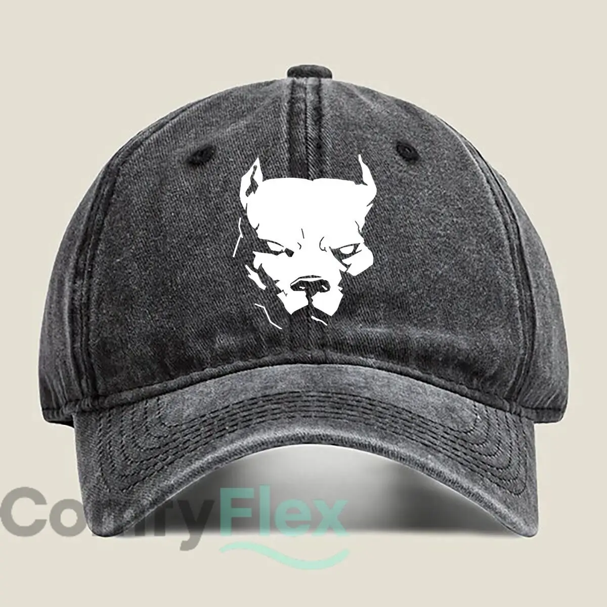 Devilish Face Silhouette Fashion Washed Baseball Cap Hat Outdoor Activities