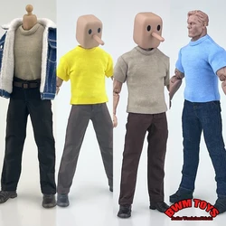 1/12 Male Short Sleeves T-shirt Lamb Down Denim Jacket Straight Casual Pants with Belt for 6'' Notaman NW GT GW Action Figure