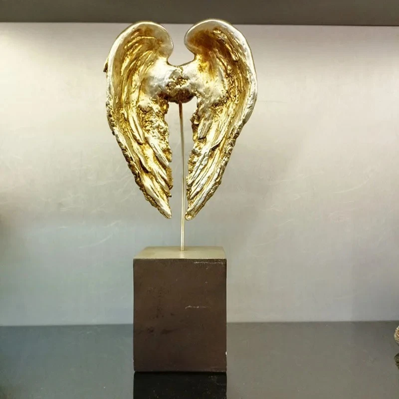 Retro Silver Angel Wings Ornaments Creative Artwork Sculpture Desk Decoration Crafts Angel Wings Statue Room Aesthetic Decor