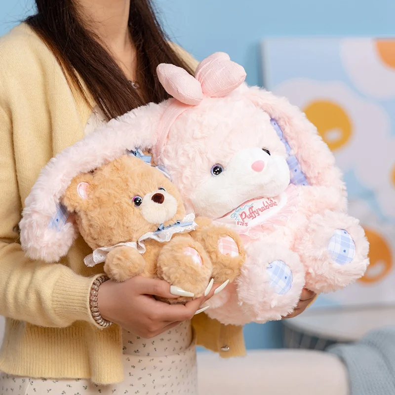 

Super Cute Bear Rabbit Plush Toys Adorable Bunny Dolls Stuffed Hug Pillow Soft Animal Cushion Girls Birthday Xmas Gifts
