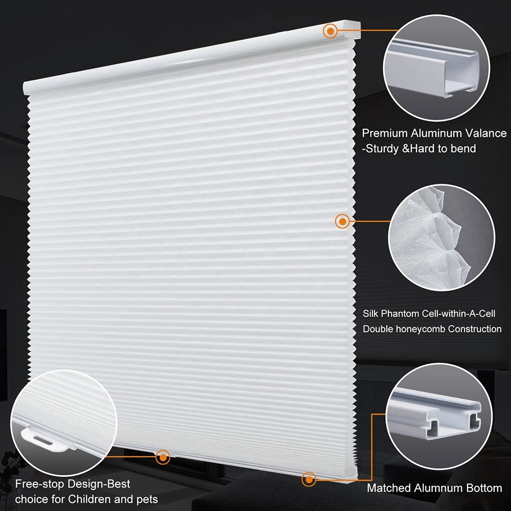 Imagem -03 - Celular Honeycomb Shades para Casa e Escritório Persianas Acordeão sem Fio Seda Fantasma Luz Filtragem Tamanho Personalizado