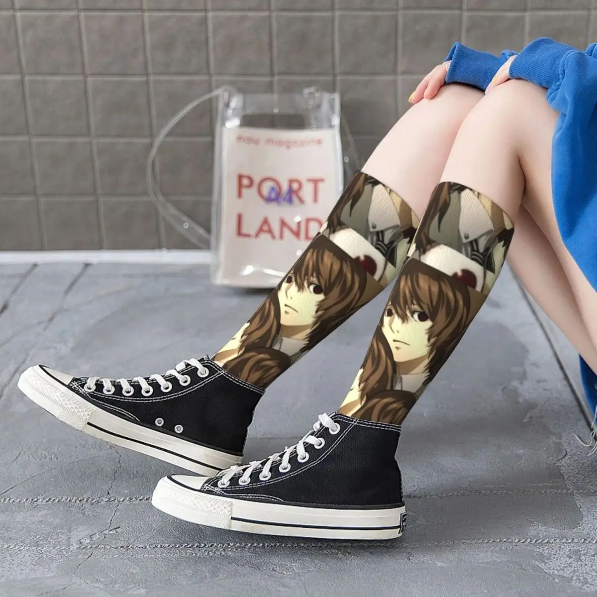 Viele Gesichter von Goro Akechi Socken Harajuku Hochwertige Strümpfe Ganzjahres-Langsocken Zubehör für Unisex-Geschenke