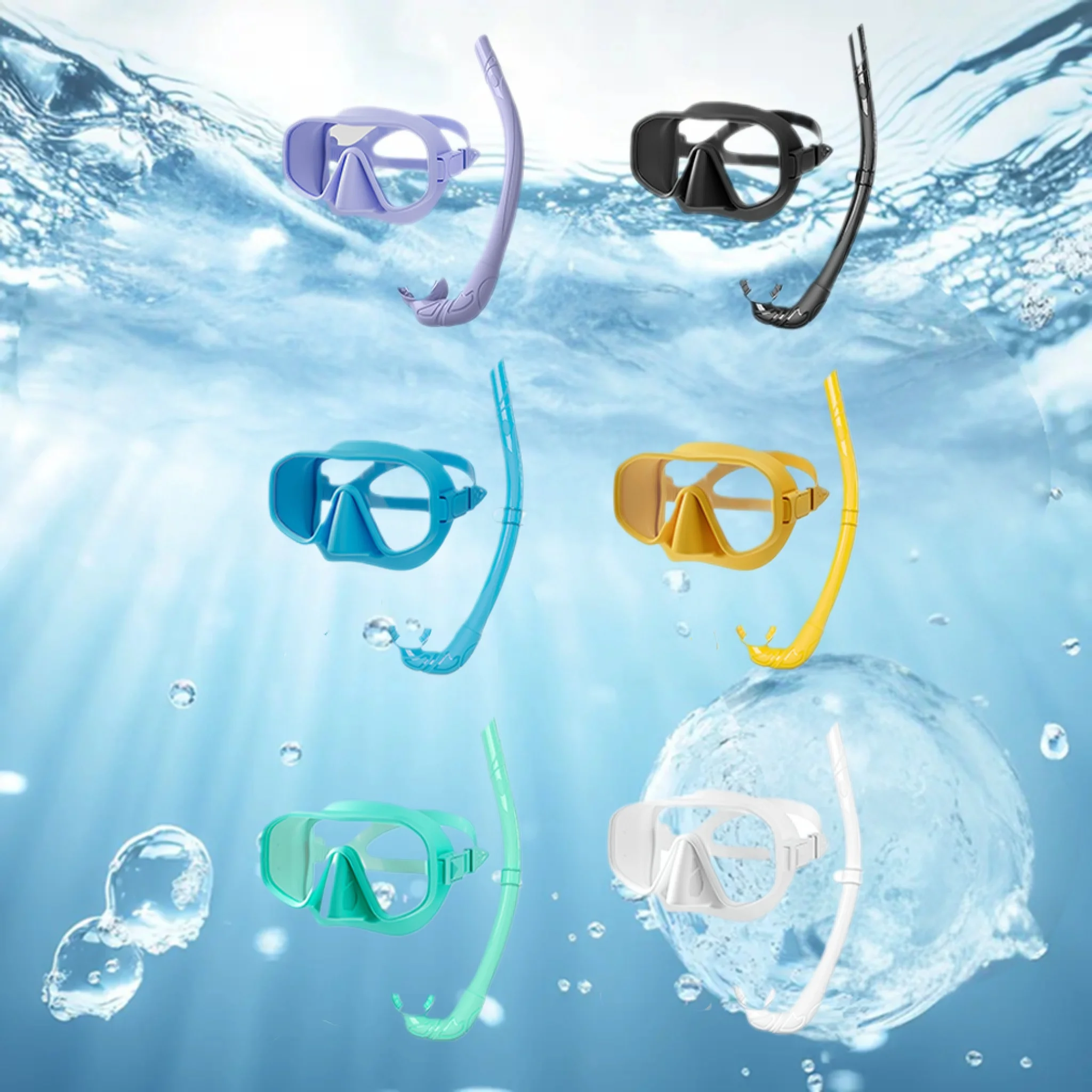 Professional Frameless Tempered Glass Diving Mask + Snorkel Gear Set Anti-Fog Swimming Goggles Training Snorkel Kit For Adults
