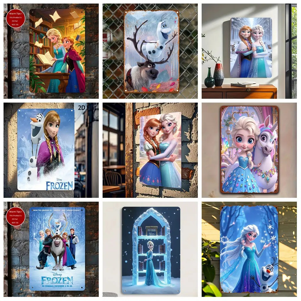 

Miniso Frozen Charm Appreciation Retro Vintage Tin Sign Poster Decorative Plaque Metal Plate Wall Decor