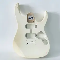 AB054 White Colpr ST Guitar Body Unfinished String Through Body Right Hand With Damages and Cracks HH Pickups Special Sales