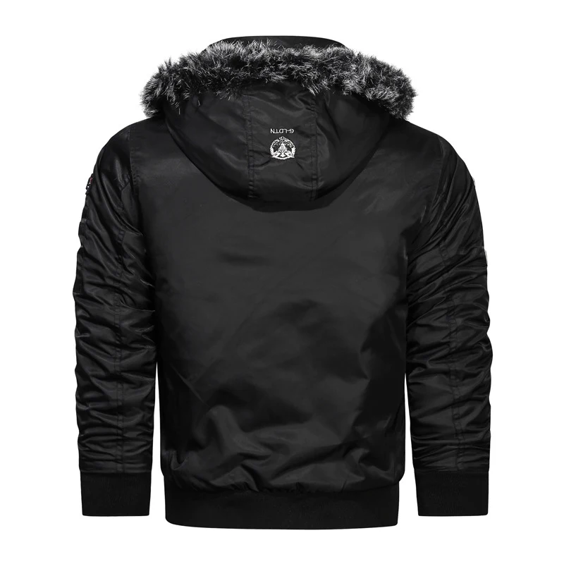 Winter Men\'s Padded Jackets Fashion Fur Fleece Lined Warm Hooded Coats Men Outdoor Windbreaker Thermal Overcoats Clothing