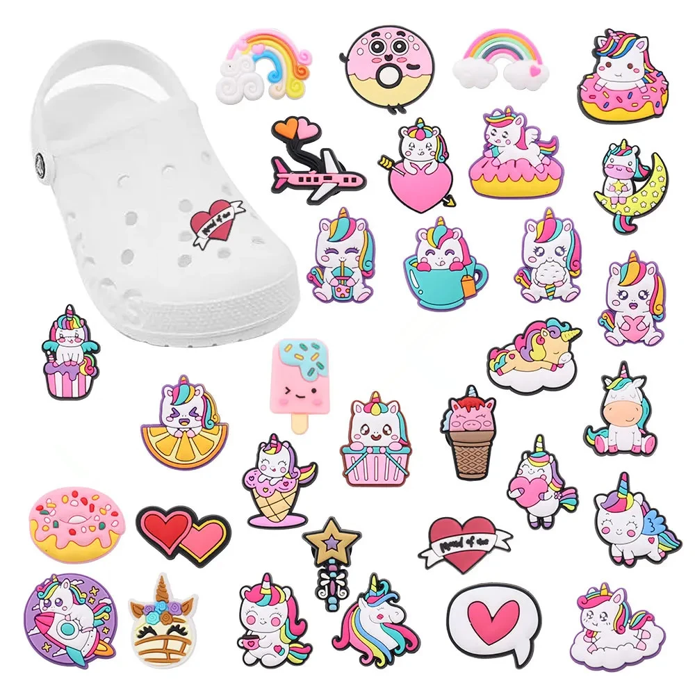 1pcs Lovely Unicorn Plane Ice Cream Charms Shoes Accessories Girls Sandals Buckle Decorations Fit Birthday Gifts