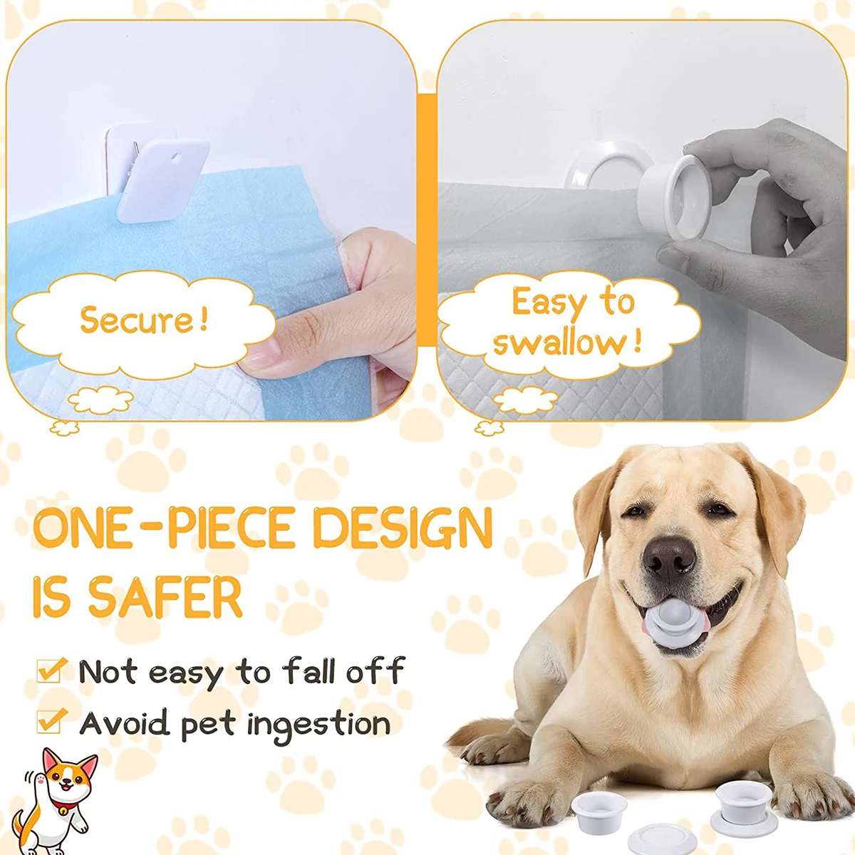 12pcs Pet Urine Mat Dog Wall Pee Pad Holder Clips Reusable Absorbent Dog Pee Pad Blanket 30Roll Dog Poop Bags Disposable