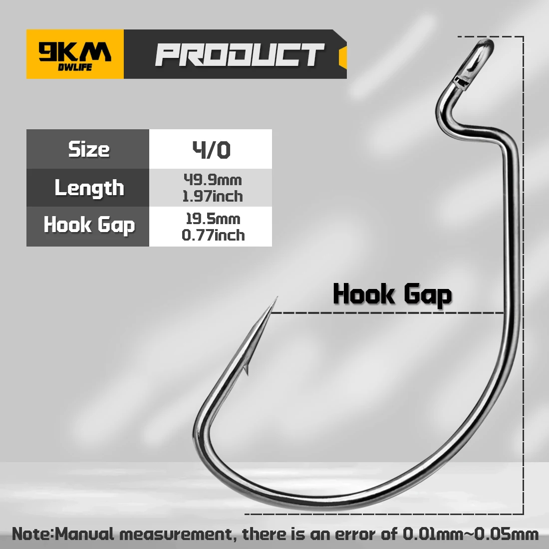 9KM EWG Worm Hook 100 Stück Extra Wide Gap Haken Offset-Haken für Zander- und Barsch-Angeln Weichplastik-Köderhaken für Texas Rig Free Rig