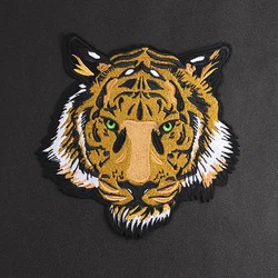 Big Tiger Size:: 26x25cm Iron On Cloth Embroidered Applique Sewing biker jacket Clothes Accessories