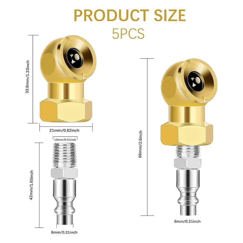 ABRW-4Pcs Portabrocas de aire de 1/4 pulgadas, tapas de presión de neumáticos, Portabrocas de aire portátil para compresor de calibre de inflado