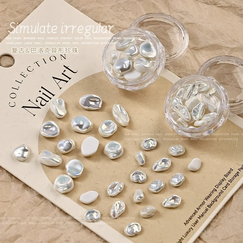 10 pz/scatola perle e conchiglie d'imitazione in stile barocco senza foro Kit di Mix di perle irregolari strutturate ad alta lucentezza per la decorazione di Nail Art