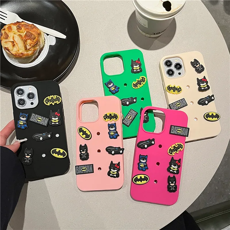 Funny Batmobile Bat Clogs Holes DIY Phone Case for iPhone 11 12 13 14 15 Pro Max Plus X XS XR mini B-Batman Cave Shoes Cover