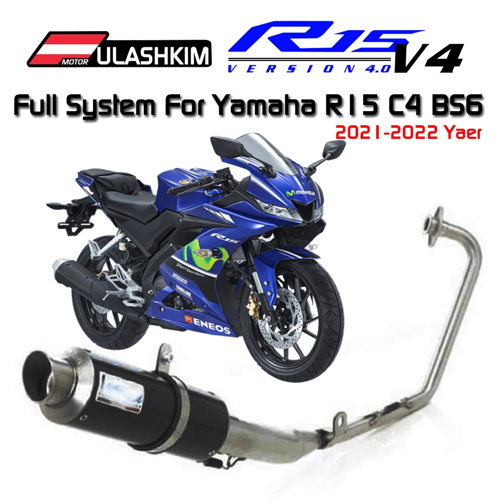 R15 V4 BS6 Full System Exhaust For Yamaha YZF R15 V4 BS6 2021 - 2022 Motorcycle Carbon Fiber Exhaust Muffler Escape Pipe Exhaust