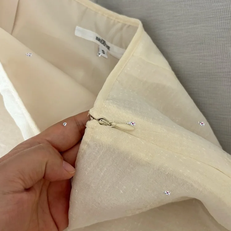 

Юбка с высокой талией, двухслойная, с вышивкой цветов, в корейском стиле, дышащая, из полиэстера, с эффектным дизайном