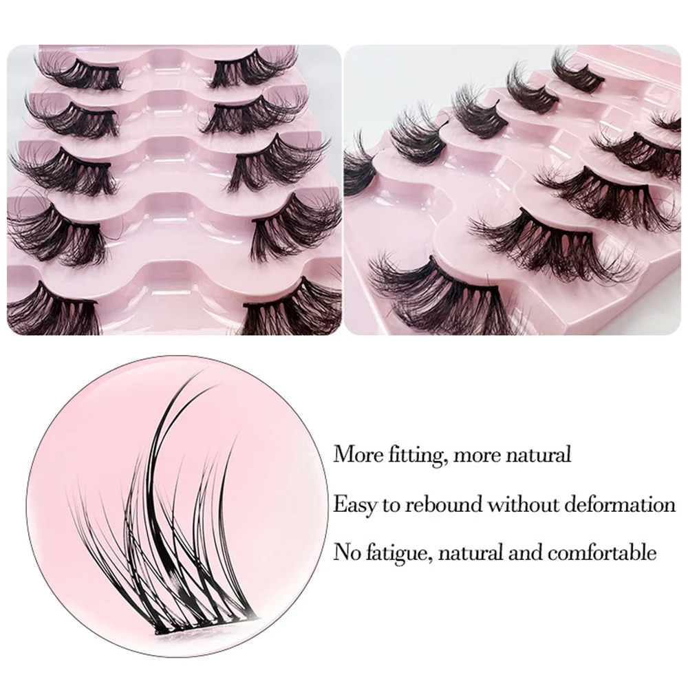 ขนตาธรรมชาติความฉลาดห้าคู่พัดลมขนตา Natural Eyelash Extension แต่งหน้าขนตาปลอมเส้นใยคุณภาพสูง