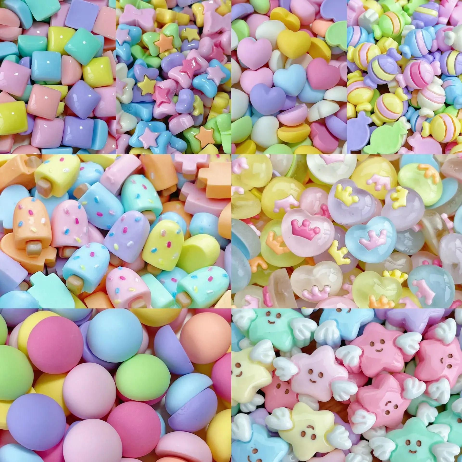 20/30/50Pcs Mixed Mini Cartoon Resin Patch Glossy Donut Hairpin Earrings Crafts Materials Charm DIY Nail Art Fashion Accessories