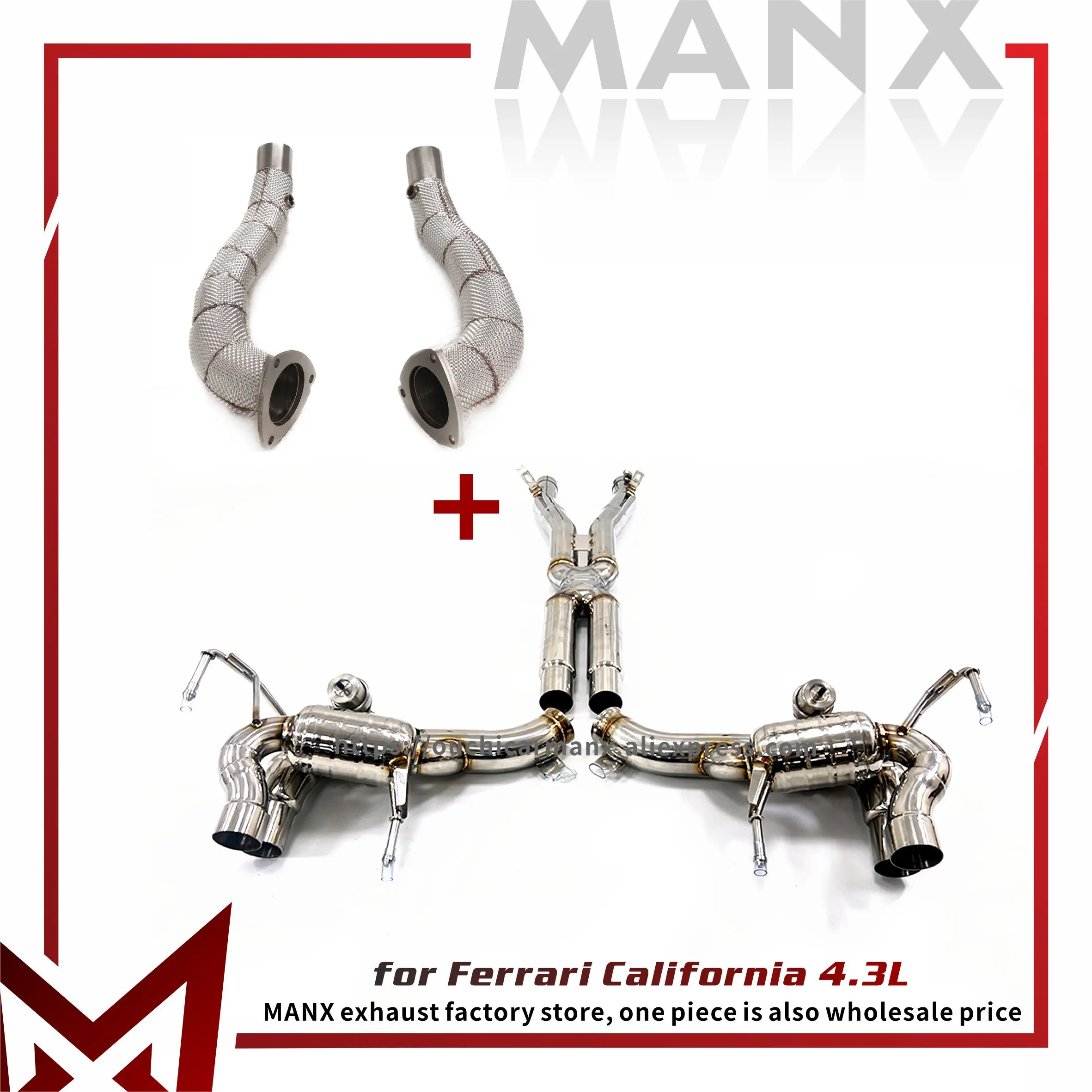 

MANX Catback for Ferrari california 4.3L Vacuum valves SS304 Downpipe Catalytic Converter Exhaust system