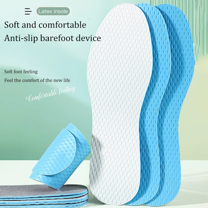 Latex Insoles Soft Sweat Absorb Deodorization Breathable Sport Shoe Pads High Elastic Barefoot Thin Insert Cushion for Women Men