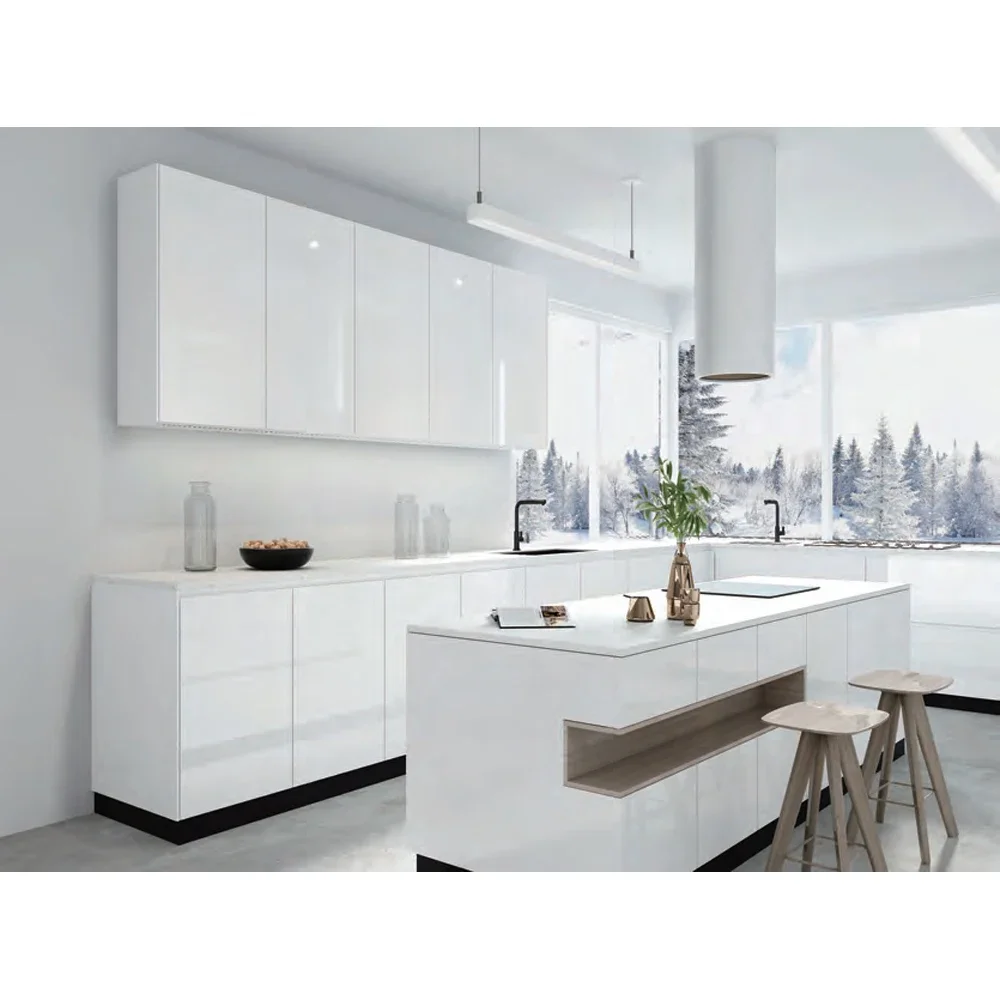 Custom White Rta Kitchen Cabinet Set Lacquer MDF PVC Plywood Kitchen Cupboard Modern Designs