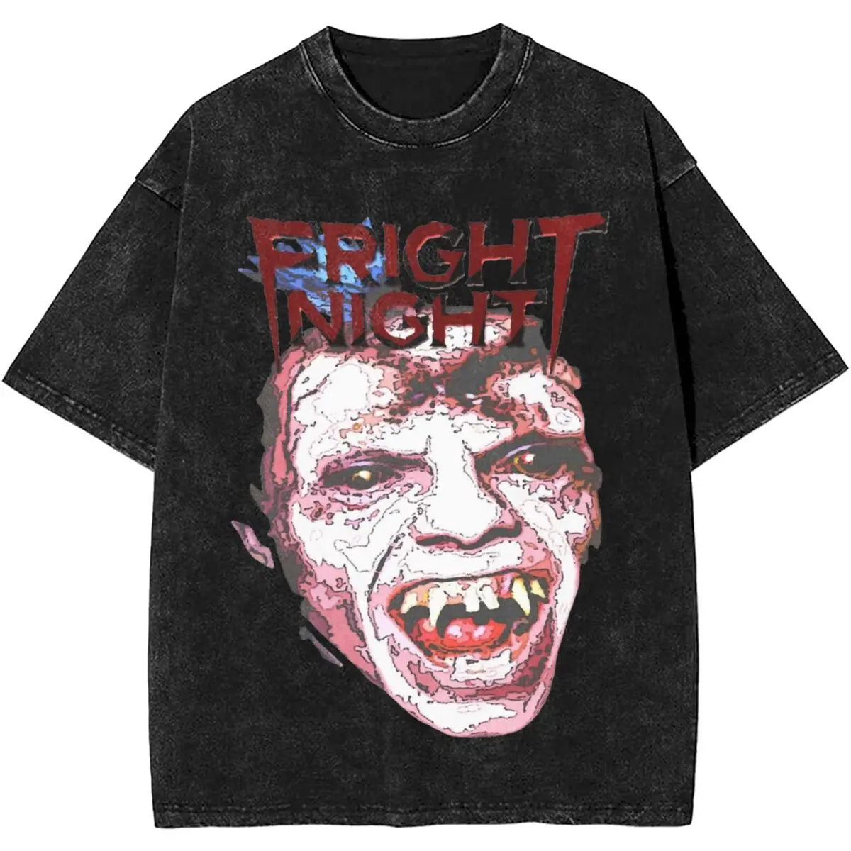 Jerry Dandrige Monster Fright Night Horror Cult Movie Merch Washed T Shirt Men Women Streetwear Hip Hop T-Shirt Printed Tees