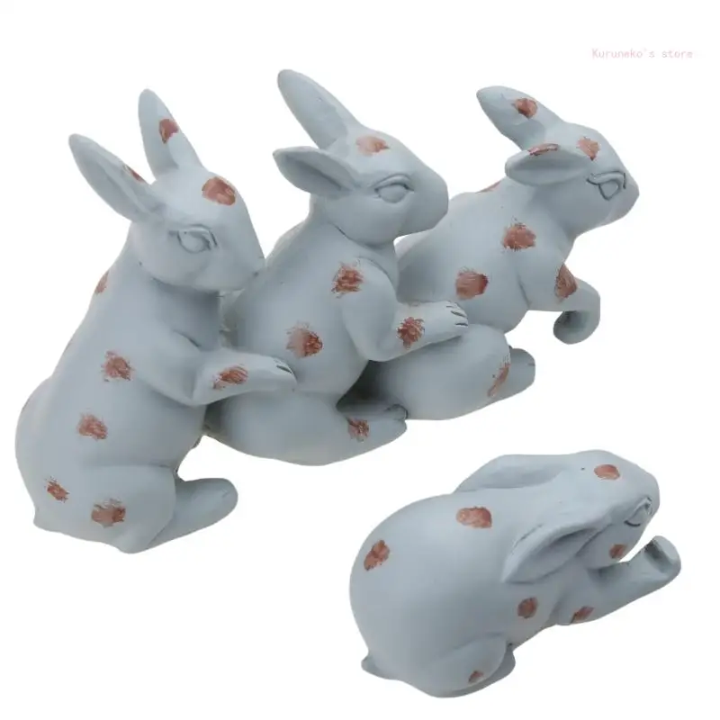 Easter Bunny Figurine Saved By a Hare Sculpture for Creative Resin Desktop Decor